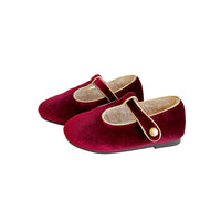 Autumn And Winter Sweet Velvet Children's Leather Shoes T-shaped Pumps Retro