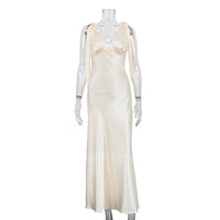 V-neck Sexy Backless Sleeveless Dress With Tie