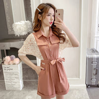 Women's summer floral stitching jumpsuit