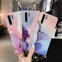 Marble pattern phone case with lanyard