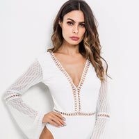 Sexy lace mesh stitching cutout jumpsuit