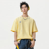 Men's Cotton Loose-Fit Short-Sleeve T-Shirt With Snowflake Print