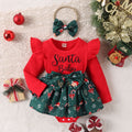 Girl's Santa Claus Printed Skirt Romper