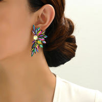 Luxury Crystal Wing Stud Earrings Statement Rhinestone Sparkly Elegant Jewelry For Women Party Wedding Bridal Prom