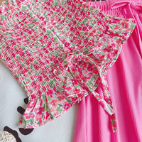 Chiffon Floral Top And Wide Leg Pants Two-piece Suit