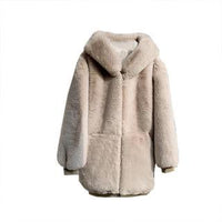 Loose padded faux rabbit fur coat
