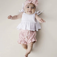 Girls' Baby Knitted Sunken Stripe Stretch Vest Shorts
