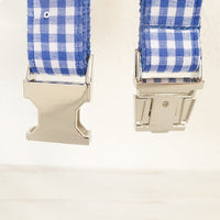 Blue plaid dog collar