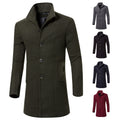 Men's solid color lapel woolen trench coat