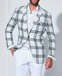 Business-Casual Printed Blazer With Double Buttons