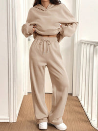 Womens Casual Warm Hooded Top And Pants Set