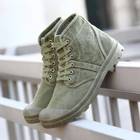 Patinated martin boots
