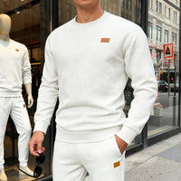 Simple Relaxed-fit Crew-neck Sweatshirt With A Textured Weave For Everyday Wear