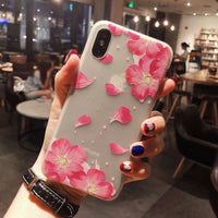 Literary embossed flower phone case shell