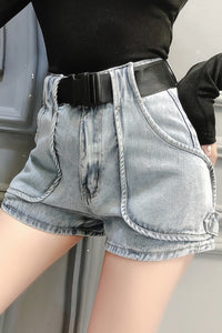 Three-dimensional pocket denim shorts