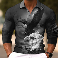 Autumn Fashion Polo Collar Button Animal Print Long Sleeve