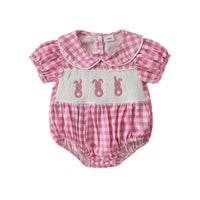 Infant Toddler Plaid Short Sleeve Lapel Romper