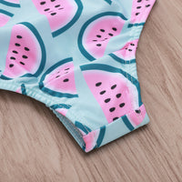 Watermelon Print Petal Lace Girl Swimsuit