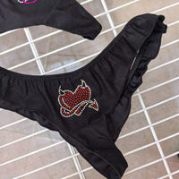 Rhinestone T-back Hot Drilling Ice Silk Satin Underwear