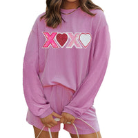 Trendy Printed Womens Long-Sleeve Hoodie And Shorts Two-Piece Set