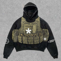 American Retro 3D Digital-Print Trendy Hoodie Sweater