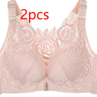 Summer New Rose Thin Bras Gathering Adjustable Underwear Big Chest Front Buckle Beautiful Back Big Size Bra