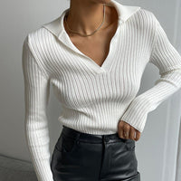 Collar Knitted Sweater Slim Fit Base Pullover Women's Sweater