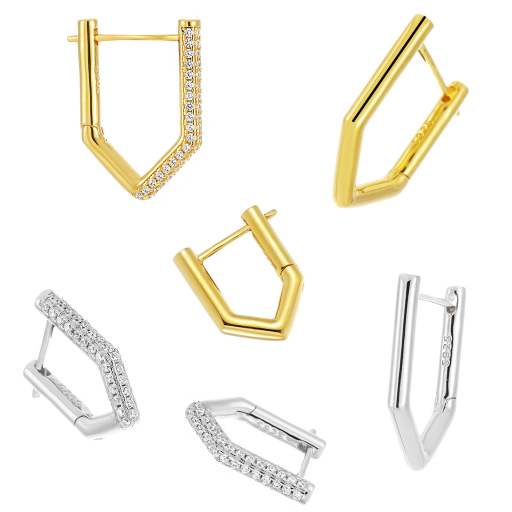 Geometric Unilateral Micro Rhinestone Earrings For Women