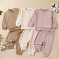 Cross-border New Arrival Infant Trousers Solid Color Rib Fabric Suit