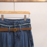 High-waisted A-line Wide-leg Long Jeans