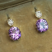 Simple Versatile Geometric Earrings With Purple Zircon