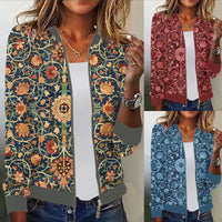 Printed Womens Top Baseball Uniform Flight Jacket Outerwear