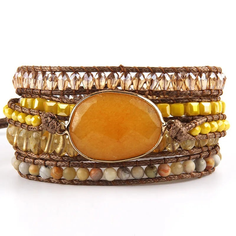 Hot Sale Bohemian Winding Natural Semi-precious Stone Bracelet