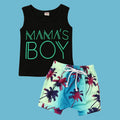 Black Vest Coconut Leaf Shorts Set Two-piece Elastic Cotton Set