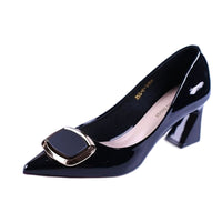 All-match Fashion Patent Leather Women's Shoes Shallow Mouth Pointed Mid Heel Women's Shoes