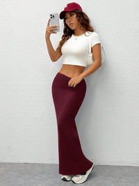 Women's High-Waisted Solid-Color Tight Casual Skirt