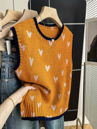 Sleeveless Vest For Women Early Spring Retro Color-block Knit