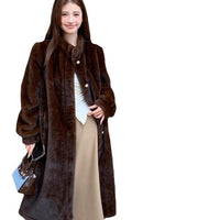 Mid-ancient Long Mink Environmental Protection Purple Velvet Whole Mink Marten Overcoats