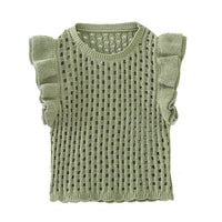 Hollow Out Layered Decorative Knitted Sweater Vest For Women