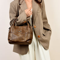 High-capacity Womens Soft Leather Shoulder Or Crossbody Bag