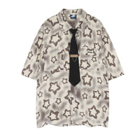 Full Printed Five-pointed Star Loose Shirt Men