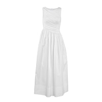 French-style Summer Cotton Crew-Neck Sleeveless Tank Dress For Women