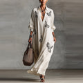 New Womens Relaxed-fit Casual Dress With A Deep V-neck