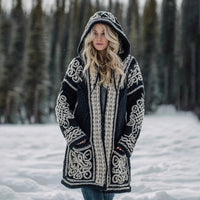 Long Loose-fitting Hooded Coat With A 3D Digital Print