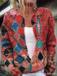 Women's Top 3D Digital Printing Cardigan Knitted Sweater