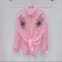 Heavy-duty 3D Floral Loose-fitting Top For Women