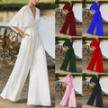 Women's Dress Jumpsuit Deep V High Waist Wide Legs
