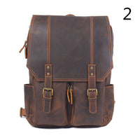 Men's Retro Backpack Student School Bag Large Capacity Leather Backpack