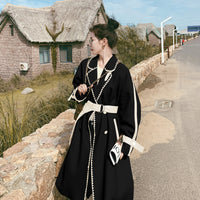 Beige Double-sided WoolWomen's Color Edge Baggy Felt Coat