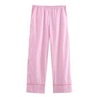 Women's Simple Striped Pajamas Style Shirt Pants Suit